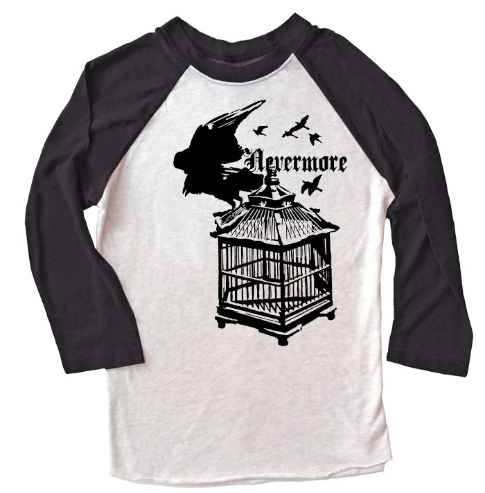 Nevermore: Raven's Cage Raglan T-shirt - Black/White
