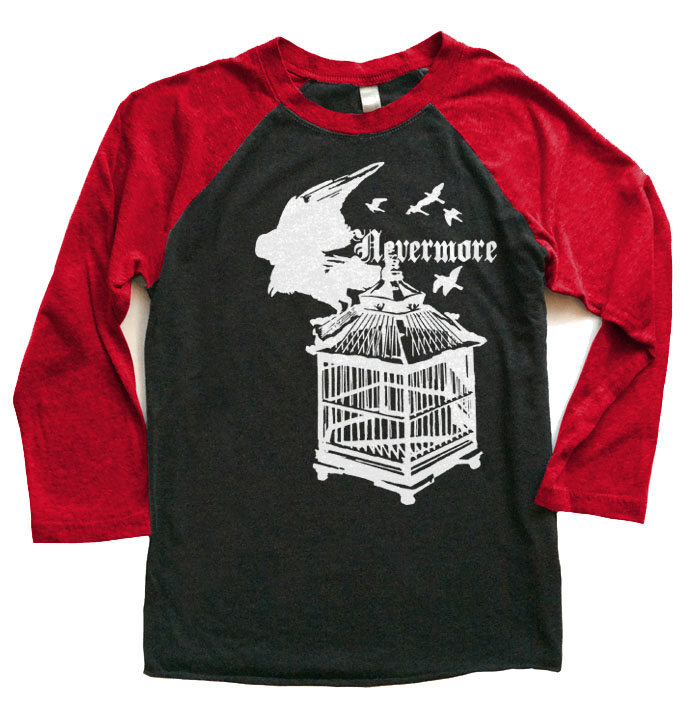 Nevermore: Raven's Cage Raglan T-shirt - Red/Black