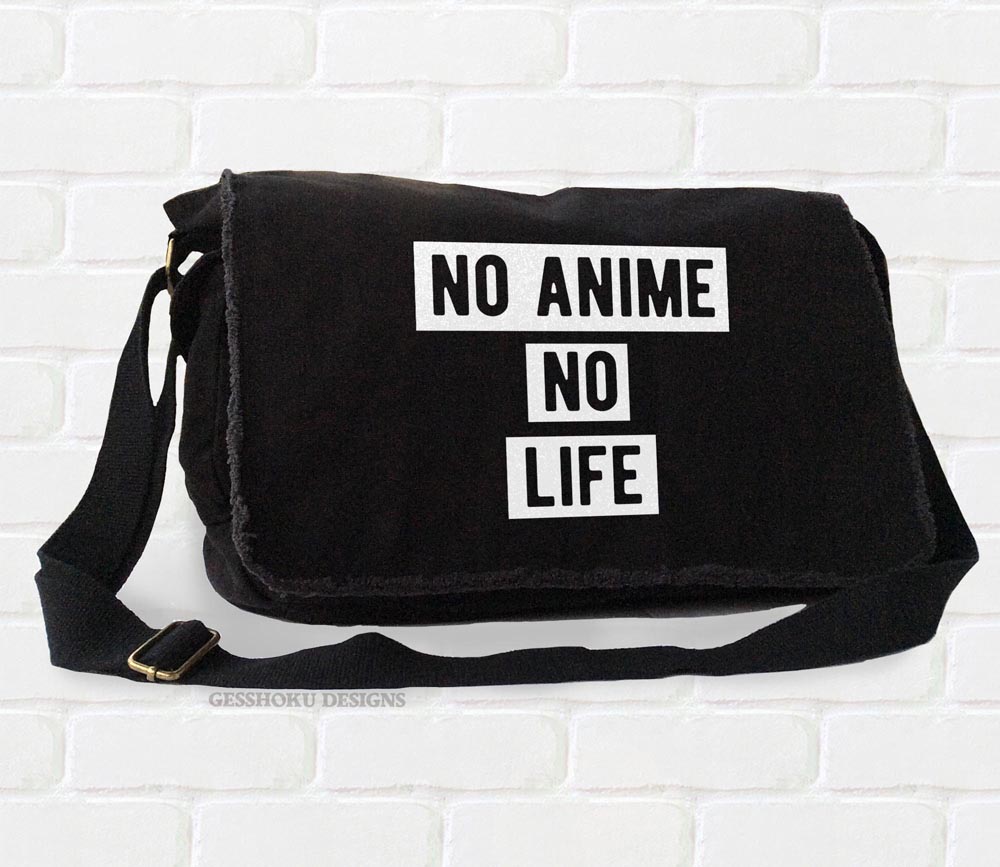No Anime No Life Messenger Bag - Black