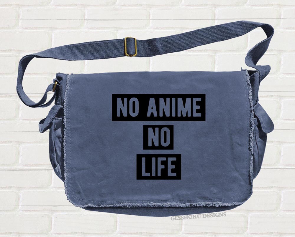 No Anime No Life Messenger Bag - Denim Blue