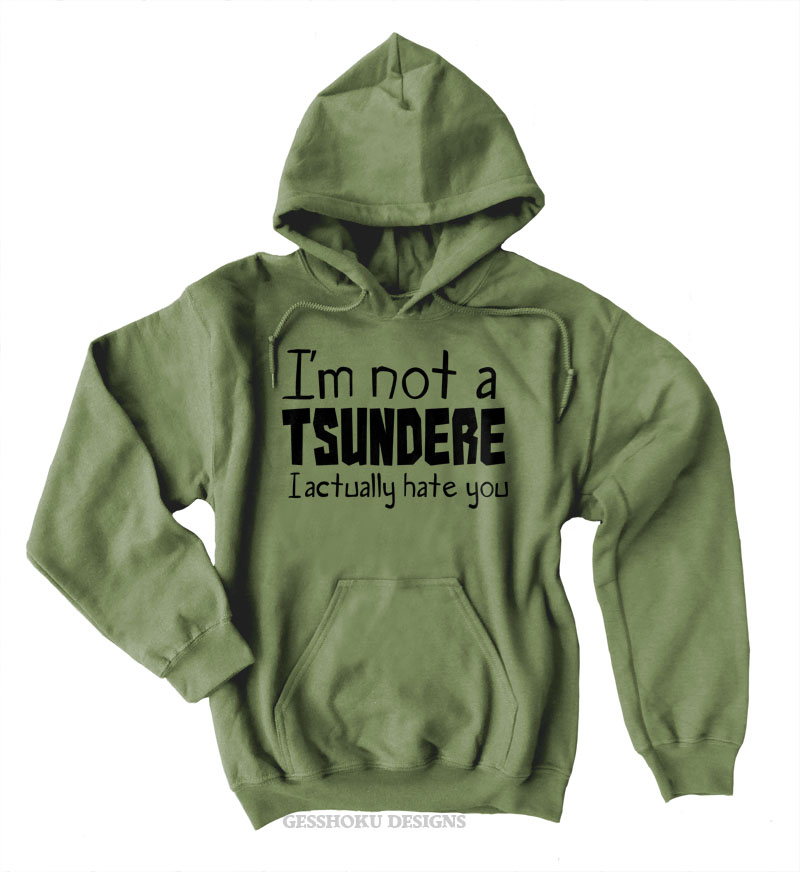 Not a Tsundere Pullover Hoodie - Olive Green