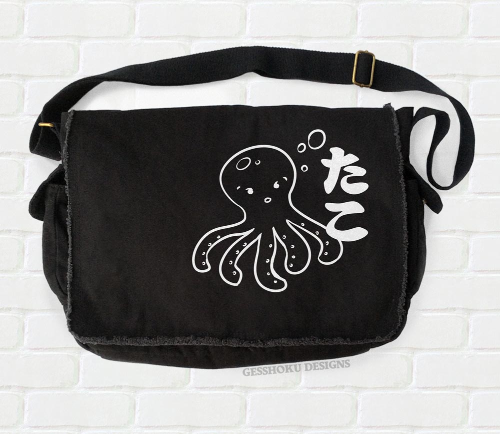 I Love TAKO - Kawaii Octopus Messenger Bag - Black