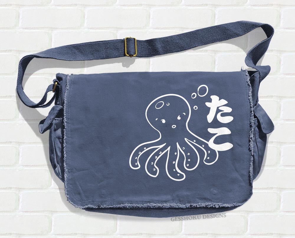 I Love TAKO - Kawaii Octopus Messenger Bag - Denim Blue