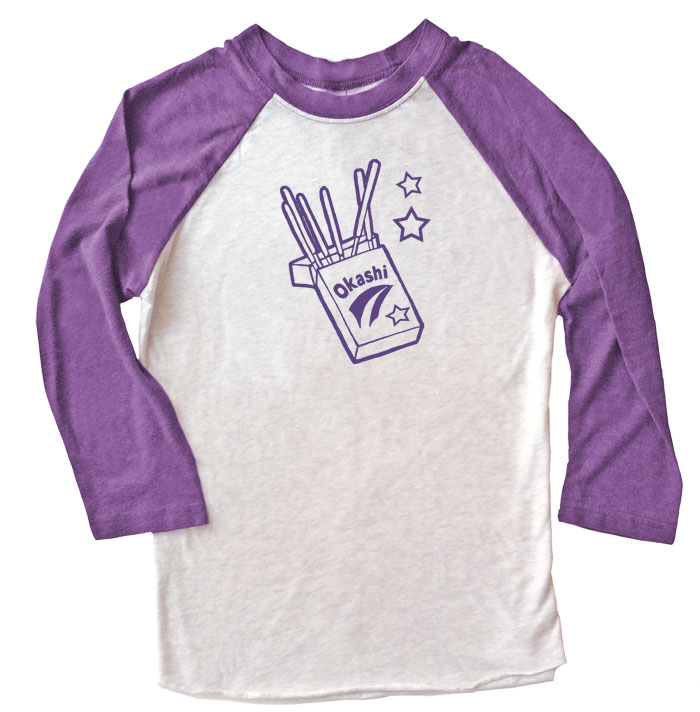 Okashi Kawaii Candy Raglan T-shirt 3/4 Sleeve - Purple/White