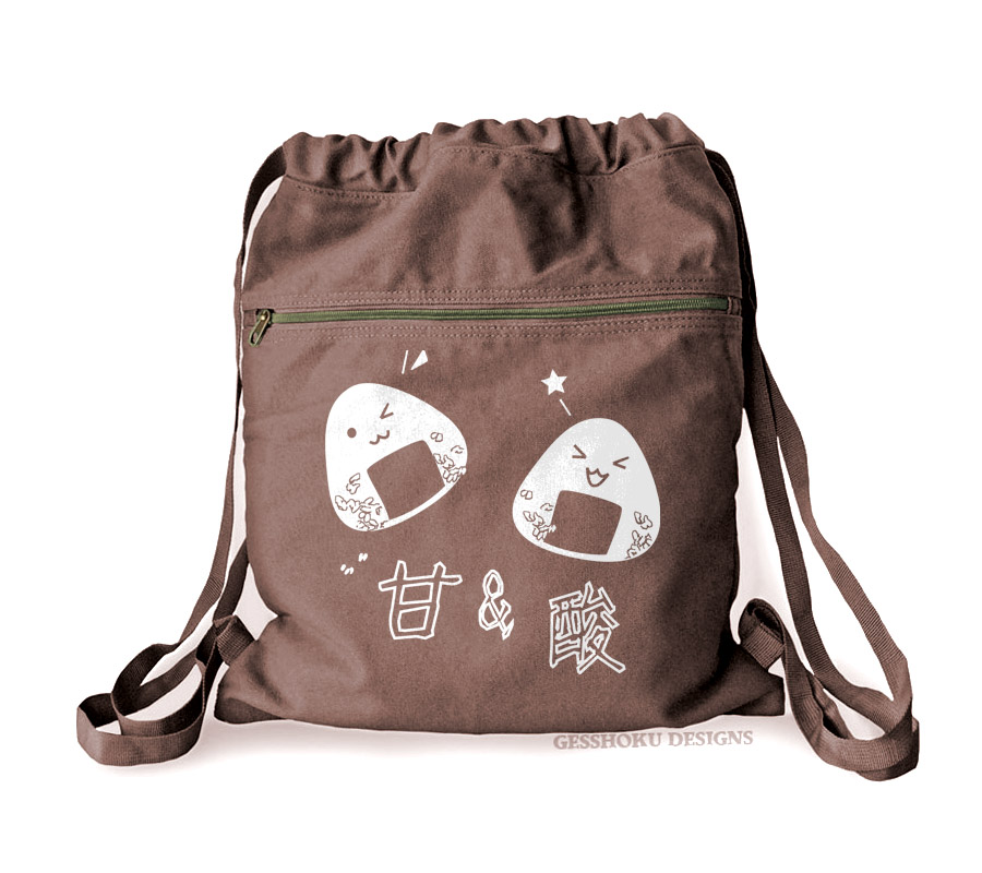 Onigiri Rice Balls Cinch Backpack - Brown