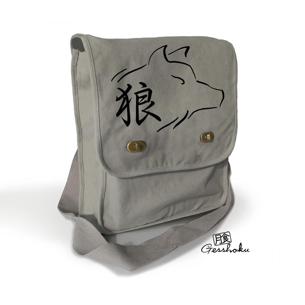 Ookami Wolf Kanji Field Bag - Smoke Grey
