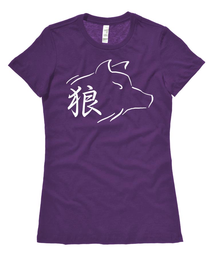Ookami Wolf Kanji Ladies T-shirt - Purple