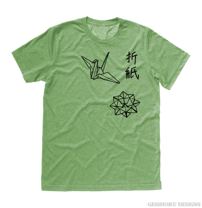 Origami Japanese Kanji T-shirt - Heather Green