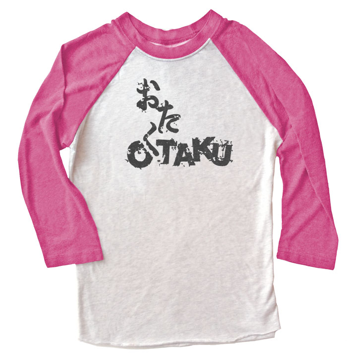 Otaku Anime Raglan T-shirt - Pink/White