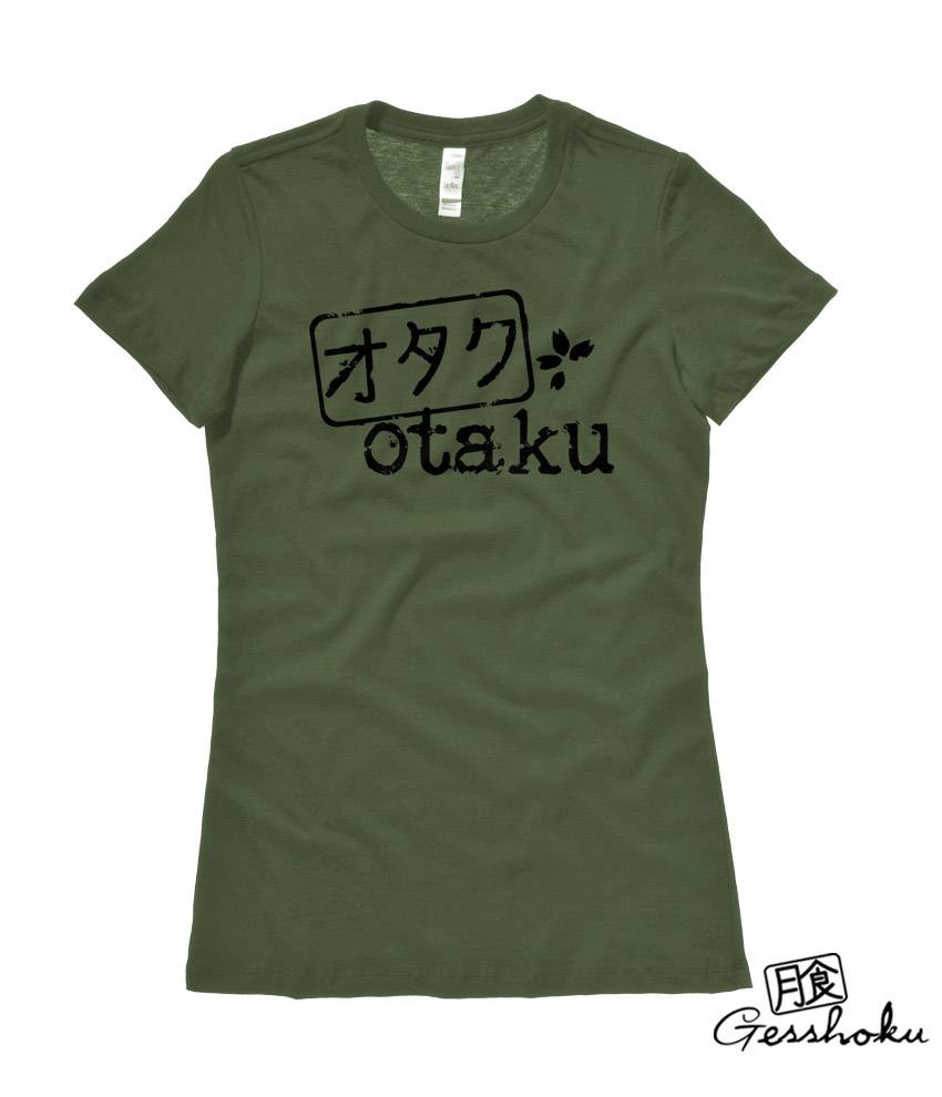Otaku Stamp Ladies T-shirt - Olive Green