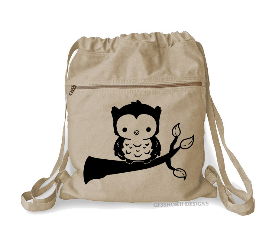 Fluffy Owl Cinch Backpack - Natural