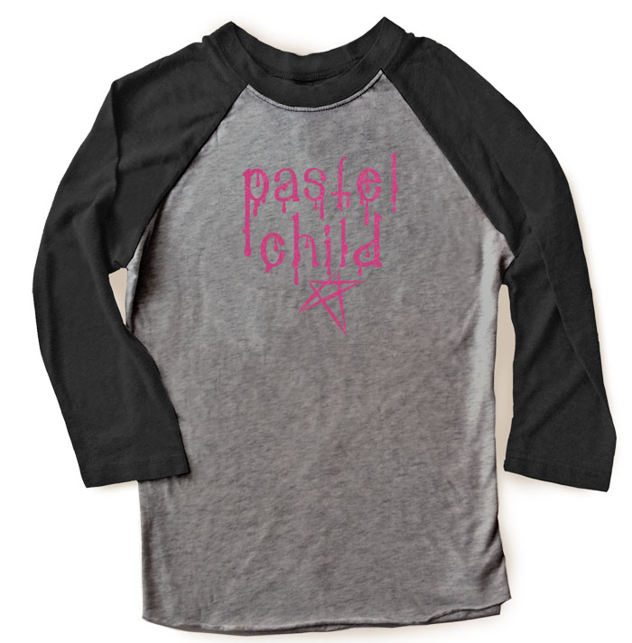 Pastel Child Raglan T-shirt 3/4 Sleeve - Black/Charcoal Grey