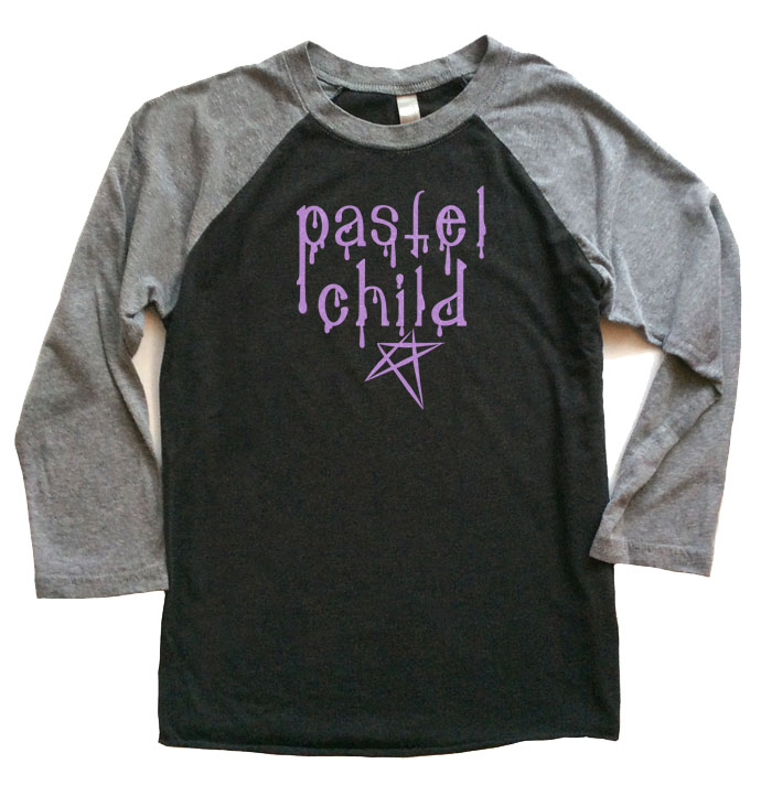 Pastel Child Raglan T-shirt 3/4 Sleeve - Grey/Black