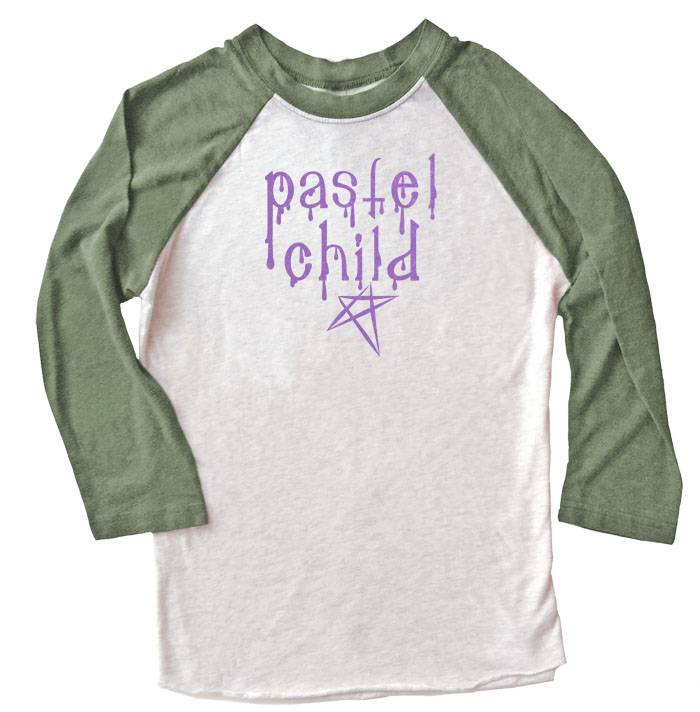 Pastel Child Raglan T-shirt 3/4 Sleeve - Olive/White
