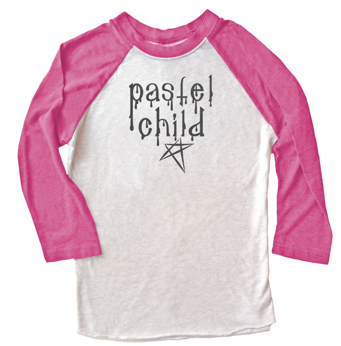 Pastel Child Raglan T-shirt 3/4 Sleeve - Pink/White