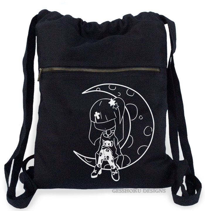 Pastel Moon Cinch Backpack - Black