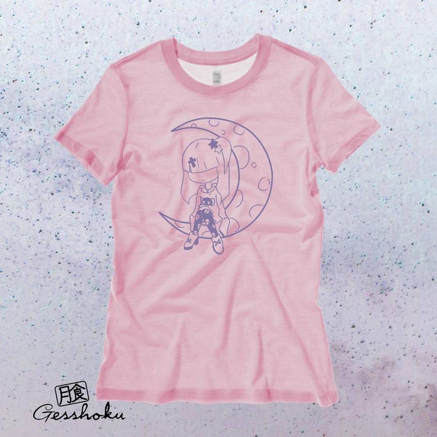 Pastel Moon Ladies T-shirt - Light Pink