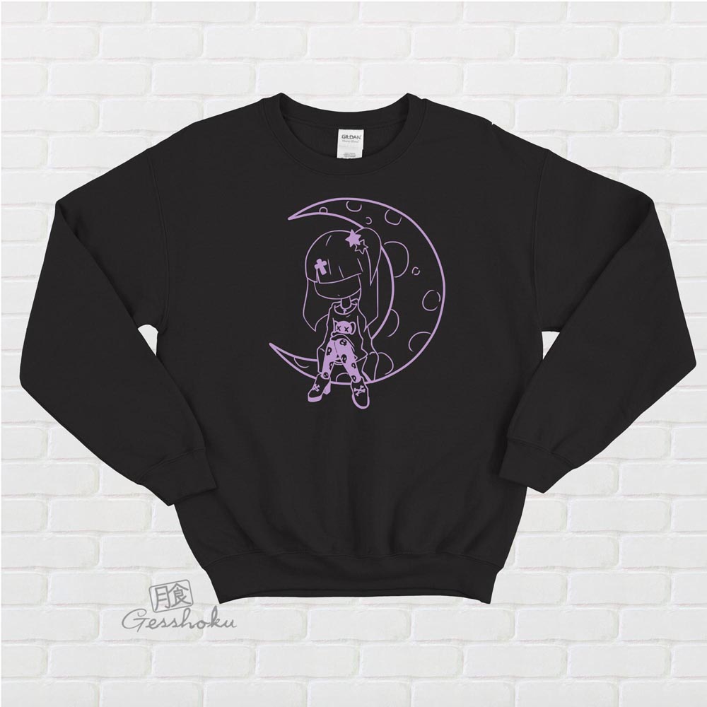 Pastel Moon Crewneck Sweatshirt - Black