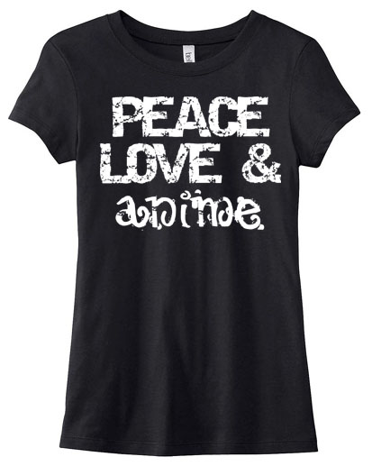 Peace Love & Anime Ladies T-shirt - Black