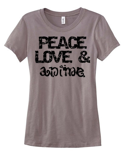 Peace Love & Anime Ladies T-shirt - Pebble Brown