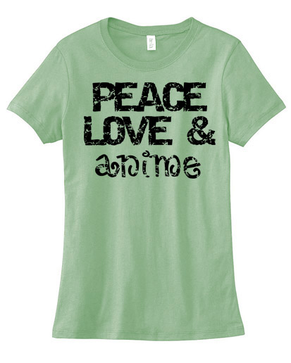 Peace Love & Anime Ladies T-shirt - Heather Green