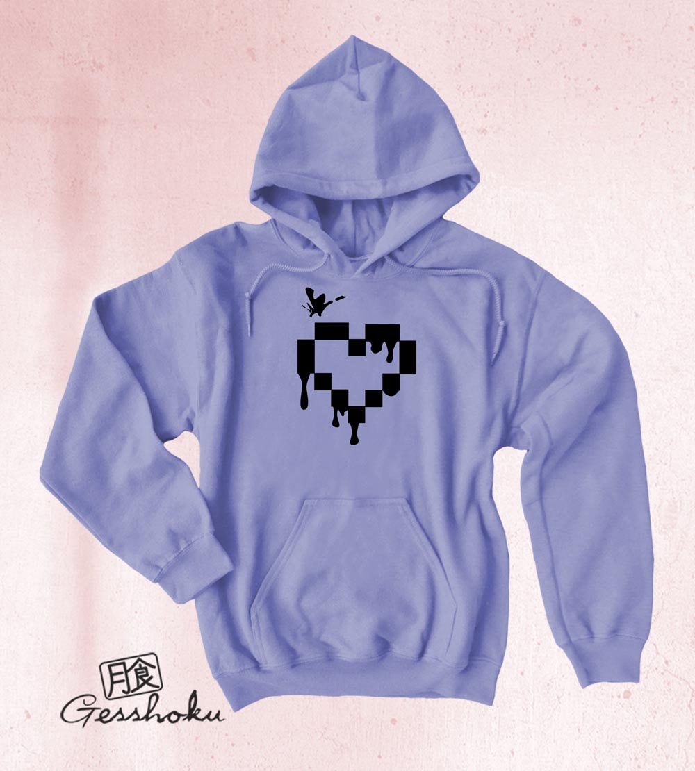 Pixel Drops Heart Pullover Hoodie - Violet