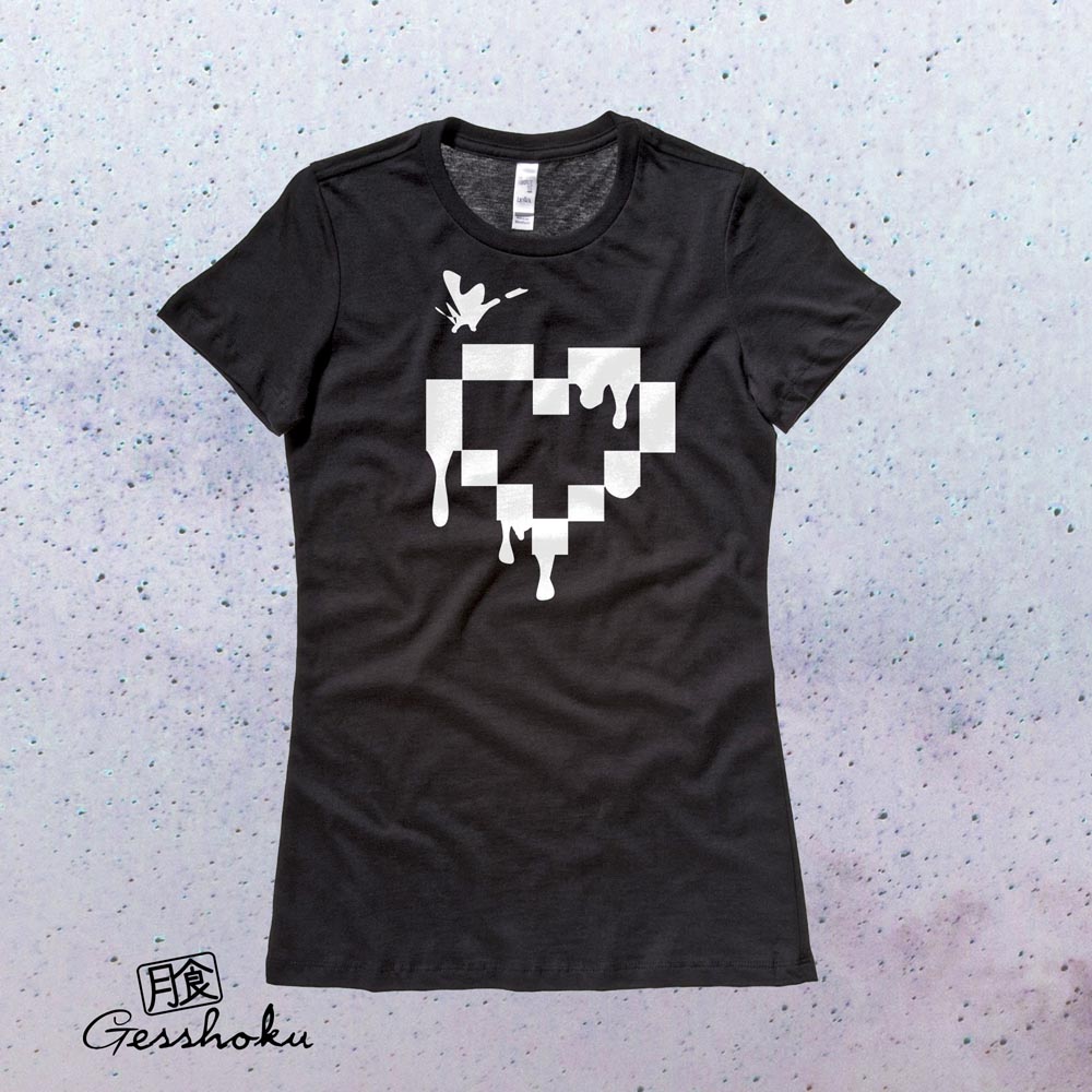 Pixel Drops Heart Ladies T-shirt - Black/White