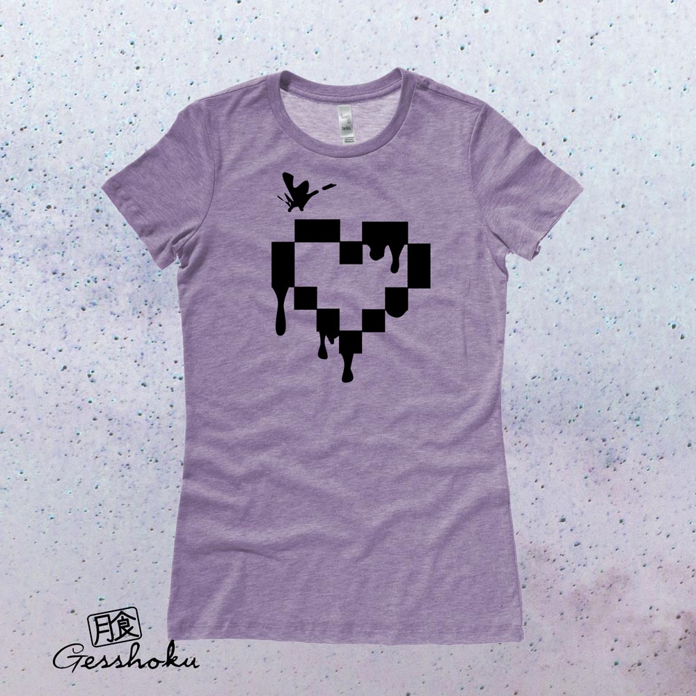 Pixel Drops Heart Ladies T-shirt - Heather Purple