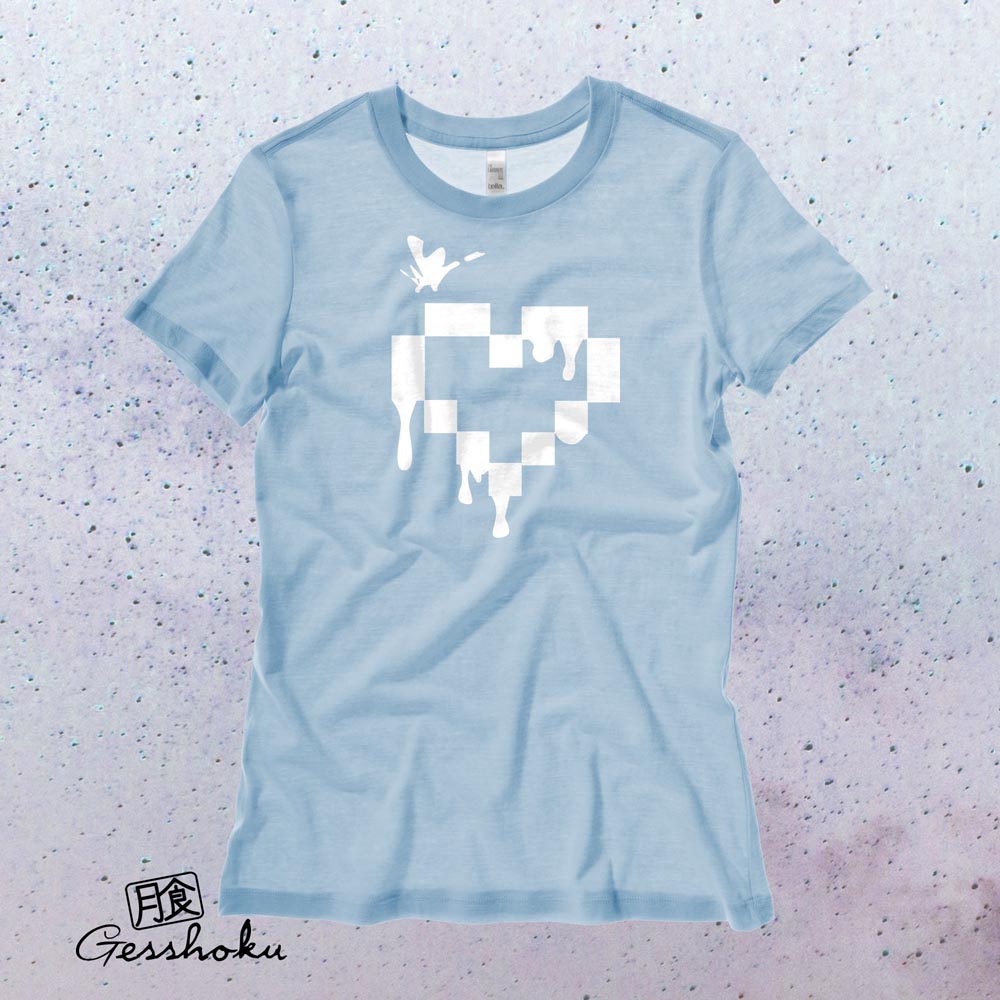 Pixel Drops Heart Ladies T-shirt - Light Blue