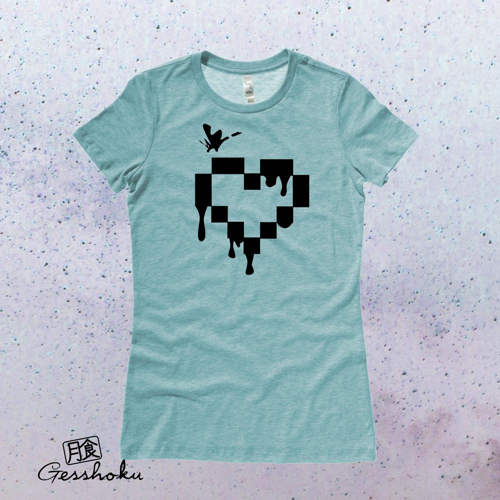 Pixel Drops Heart Ladies T-shirt - Seafoam