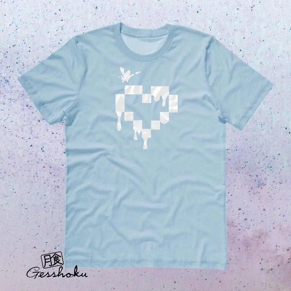 Pixel Drops Heart T-shirt - Light Blue