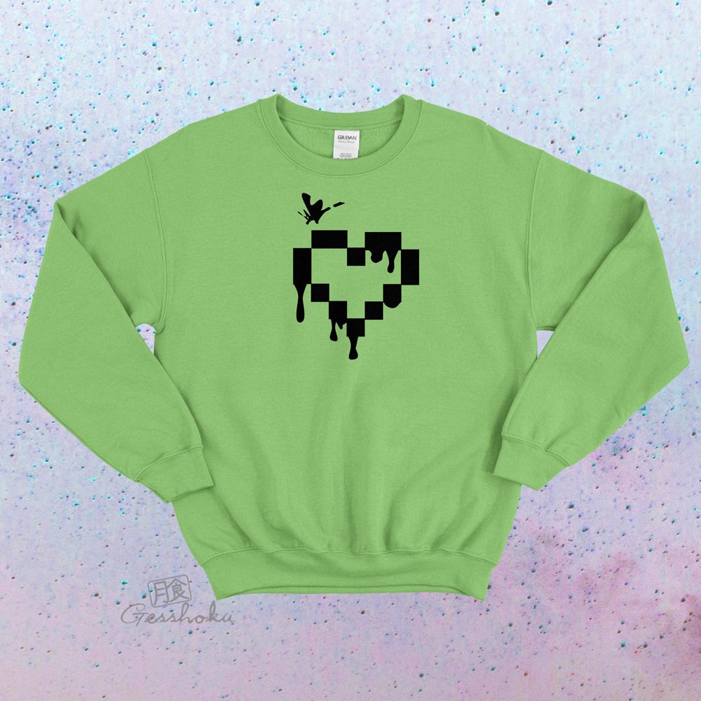 Pixel Drops Heart Crewneck Sweatshirt - Lime Green