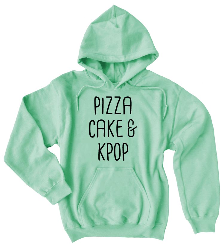 Pizza Cake & KPOP Pullover Hoodie - Mint