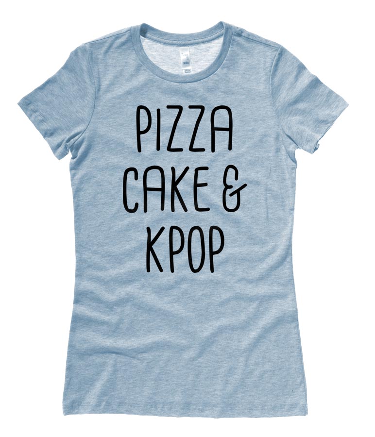 Pizza Cake & KPOP Ladies T-shirt - Heather Blue