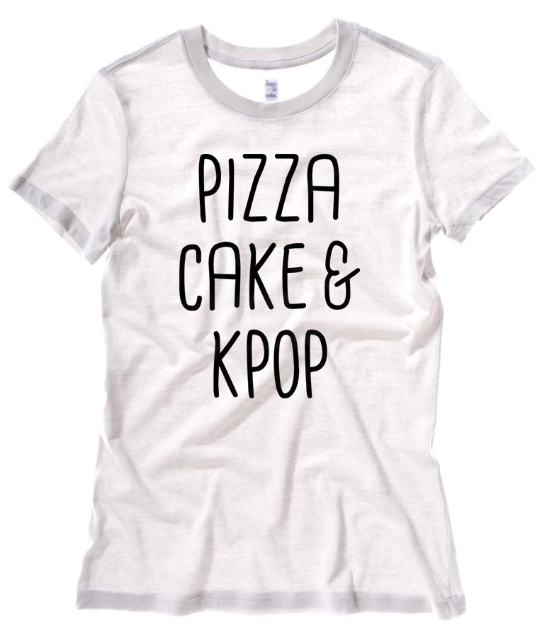 Pizza Cake & KPOP Ladies T-shirt - White
