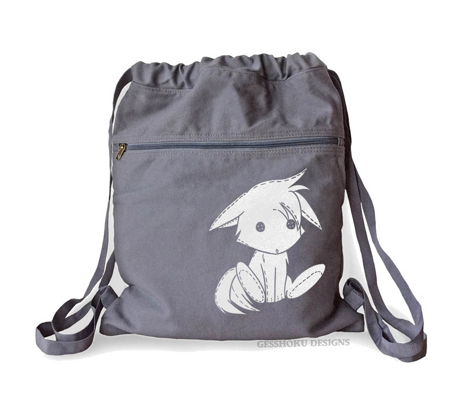 Plush Kitsune Cinch Backpack - Smoke Grey