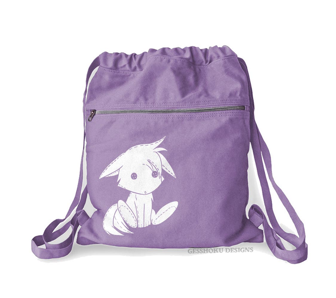 Plush Kitsune Cinch Backpack - Purple