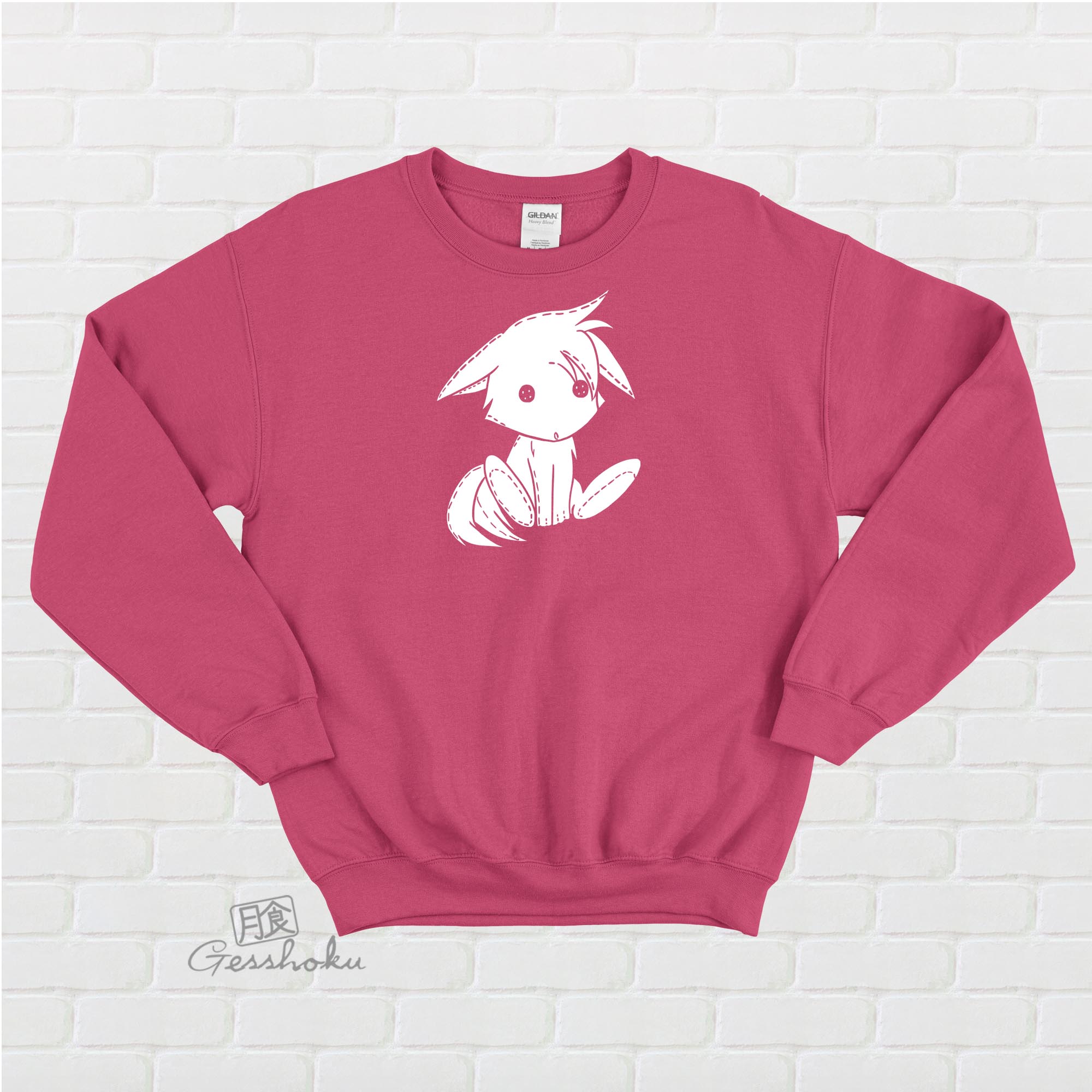 Plush Kitsune Crewneck Sweatshirt - Hot Pink