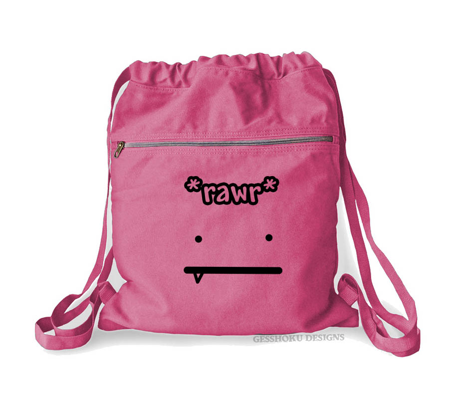 Rawr Face Cinch Backpack - Raspberry
