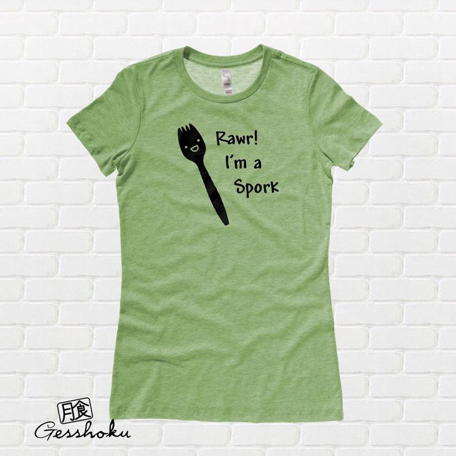 RAWR! I'm a Spork Ladies T-shirt - Heather Green