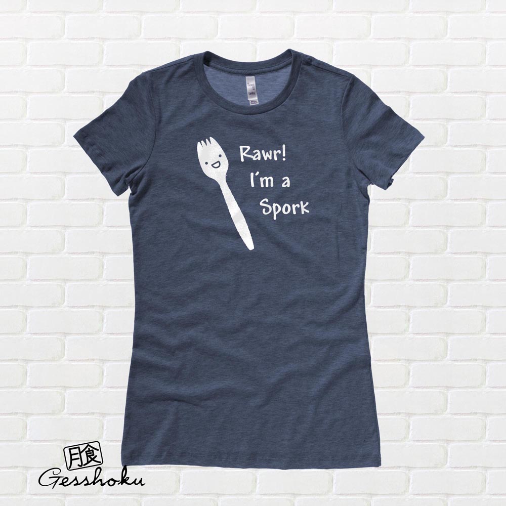 RAWR! I'm a Spork Ladies T-shirt - Heather Navy