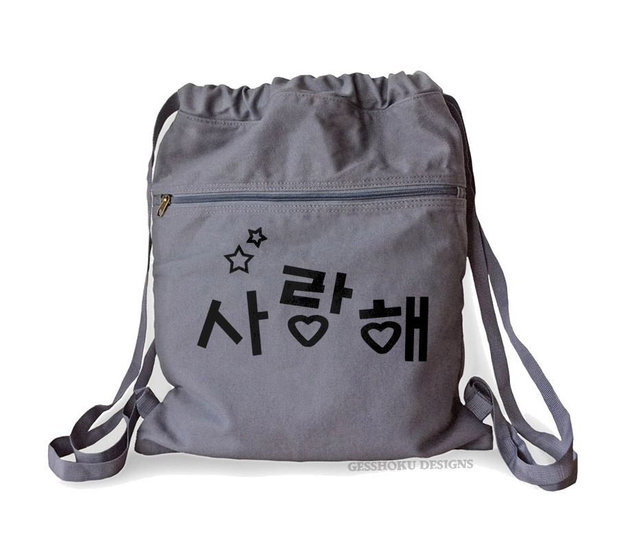 Saranghae Korean Cinch Backpack - Smoke Grey