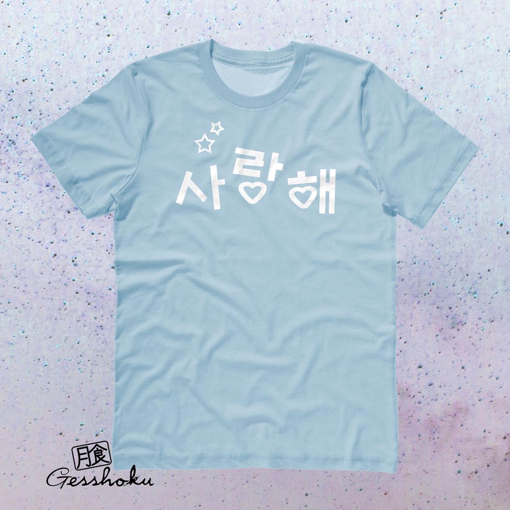 Saranghae Korean "I Love You" T-shirt - Light Blue