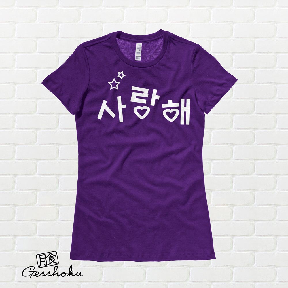 Saranghae Korean "I Love You" Ladies T-shirt - Purple