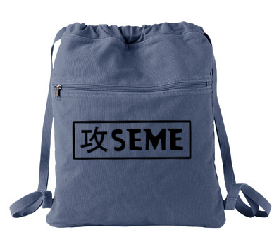 Seme Badge Cinch Backpack - Denim Blue