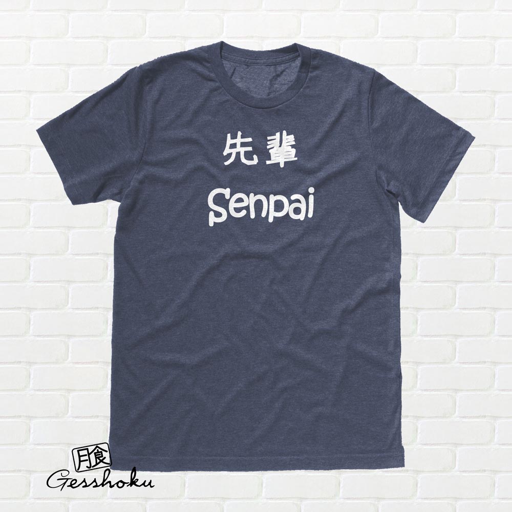 Senpai Japanese Kanji T-shirt - Heather Navy