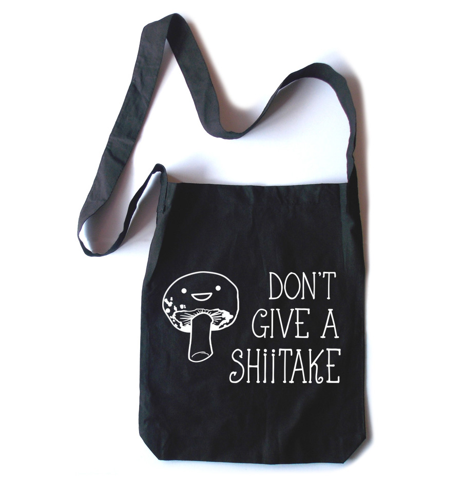 Don't Give a Shiitake Crossbody Tote Bag - Black