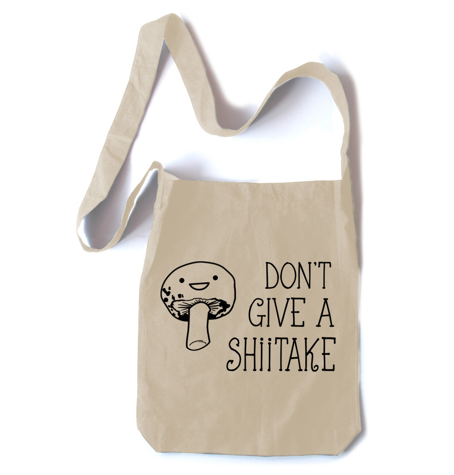 Don't Give a Shiitake Crossbody Tote Bag - Natural