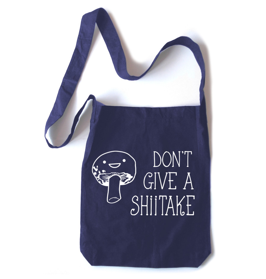 Don't Give a Shiitake Crossbody Tote Bag - Navy Blue