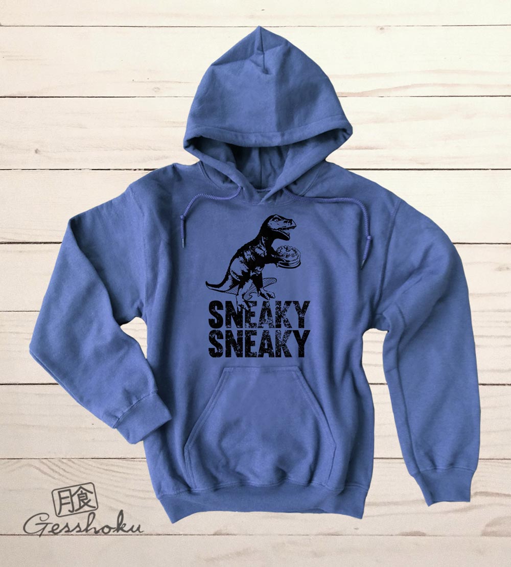 Sneaky Dino Pullover Hoodie - Heather Blue